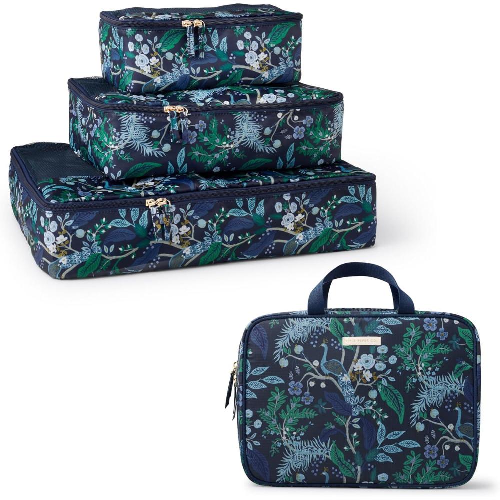 imageRifle Paper Co Peacock Packing Cubes and Cosmetic Case Bundle