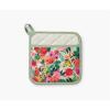 imageRIFLE PAPER CO Pot Holder Heat Resistant Digitally Printed Quilted Garden Party Pattern with Contrast Piping Corner Loop for Hanging Hand Slot 8quot W x 8quot L