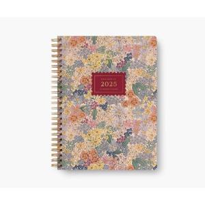 RIFLE PAPER CO. 2025 12-Month Soft Cover Canvas Spiral Planner | 6.25″ × 8.5″ Agenda with Monthly & Weekly Calendar Views and Pocket Storage Folder, 76 Pages | Mimi Pattern