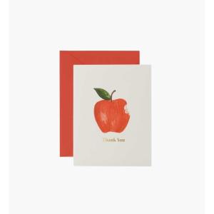 RIFLE PAPER CO. Apple Thank You Keepsake Card Boxed Set of 8, 4.25″ L x 5.5″ W Blank Interior Lets Your Thoughtful Handwritten Note Take Center Stage, Crafted in the USA