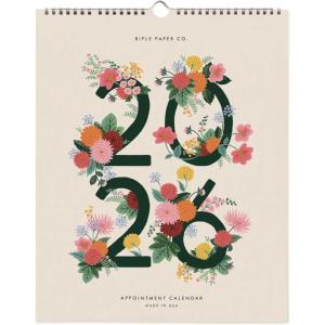 RIFLE PAPER CO. Appointment Calendar, Dated for the Months of January – December 2026, Space for Everyday and Monthly Notes, Remember Birthdays & Anniversaries (15″ L x 12″ W), Dahlia(Dahlia)
