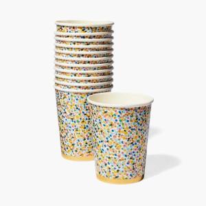 RIFLE PAPER CO. Birthday Cake 8 oz Cups, Set of 12, Whimsical Birthday Cake Design, Perfect for Parties and Celebrations, Durable and Stylish Drinkware to Add a Fun, Festive Touch to Any Event
