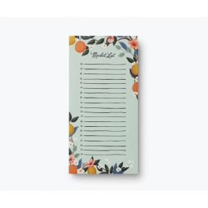 RIFLE PAPER CO. Citrus Grove Market Pad, 8.5″ L x 4.25″ W, 65 Tear-Off Pages, Features an Attachable Magnet, Warm White Paper Text, Unique Hand-Painted Design(Citrus Grove)