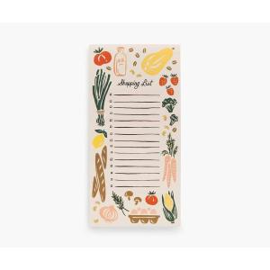 RIFLE PAPER CO. Citrus Grove Market Pad, 8.5″ L x 4.25″ W, 65 Tear-Off Pages, Features an Attachable Magnet, Warm White Paper Text, Unique Hand-Painted Design(Corner Store)