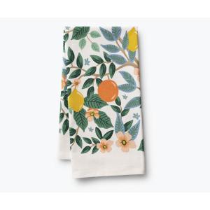 RIFLE PAPER CO. Citrus Grove Tea Towel – Stylish Cotton Towel for Drying or Display, 28″ L x 21″ W, Perfect Addition for Kitchens to Increase Culinary Style, Machine-Washable(Citrus Grove)