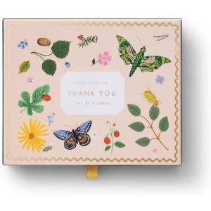 RIFLE PAPER CO. Curio Thank You Keepsake Card Boxed Set of 8, 4.25″ L x 5.5″ W Blank Interior Lets Your Thoughtful Handwritten Note Take Center Stage, Crafted in the USA(Curio)