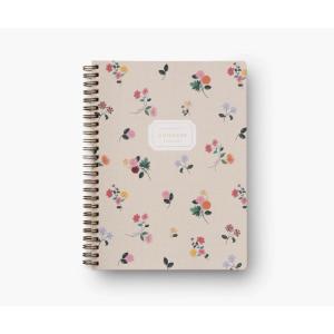 RIFLE PAPER CO. Ditsy Dahlia Spiral Notebook, Full-Color Illustrated Softcover with Gold Foil Accents, 150 Ruled Perforated Pages, 6.25″ W x 8.5″ L, Pocket Folders for Storage