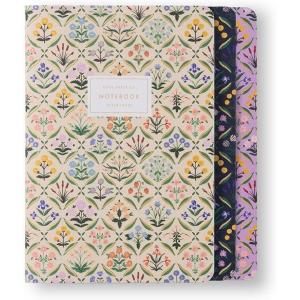 RIFLE PAPER CO. Estee Stitched Notebook Set, 8.5″ L x 6″ W, Set Of 3, 64 Ruled Pages With Gold Ink, Full-Color Canvas Cover With White Text Paper Interior