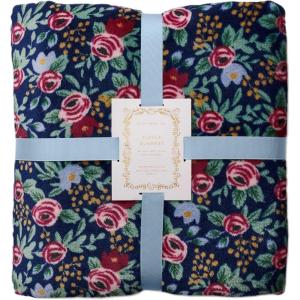 RIFLE PAPER CO. Fleece Blanket | Cozy Up in This Soft Screen Printed Floral Decorative Throw for a Layer of Warmth, 100% Polyester (80″ W X 50″ L), Rosa(Rosa)