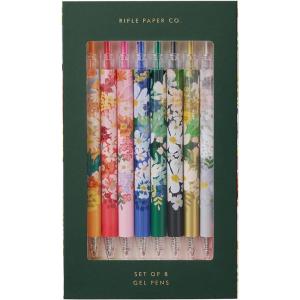 RIFLE PAPER CO. Garden Party Gel Pen Set, Printed in Full Color, Four Different Plastic Pens, 0.5 mm Rollerball Tip, Pink, Orange, Red, Blue, Set of 4(Margaux)