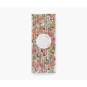 RIFLE PAPER CO. Garden Party Paper Straws, Set of 25, 7.5″ L, Durable and Decorative Straws, Printed in Full Color, Matches Garden Party Occasions Set
