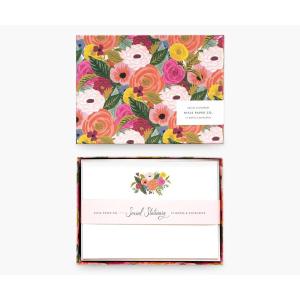 RIFLE PAPER CO. Garden Party Social Stationery Box Set, Our Social Stationery Set Includes 12 Cover-Weight Flat Notes and Envelopes Inside a Matching Box(Juliet Rose)