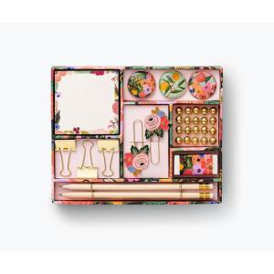 RIFLE PAPER CO. Garden Party Tackle Box, Home Desk and Office Supply Kit, Stay Organized with Pencils, Push Pins, Binder Clips, Paper Clips, Magnets, and More(Garden Party)