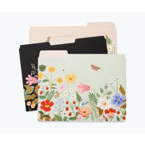 RIFLE PAPER CO. Hydrangea Assorted File Folder Set, Stay Organized with Our Stylish, Sturdy and Colorful File Folders, Set of 6 Including 2 of Each Design and 12 Handy Adhesive Labels(Strawberry Fields)
