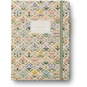 RIFLE PAPER CO. Journal with Pen | Hardcover Journal with Foil Accents, (144 Pages, Elastic Band Closure, Pocket for Extra Storage), Patterned in Floral Rosa(Estee)