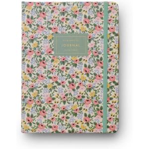 RIFLE PAPER CO. Journal with Pen | Hardcover Journal with Foil Accents, (144 Pages, Elastic Band Closure, Pocket for Extra Storage), Patterned in Floral Rosa(Rosa)