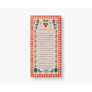 RIFLE PAPER CO. Market Pad 65 Tear-Off Sheets, 8.5″ L x 4.25″ W, Features an Attachable Magnet, Warm White Paper Text, Unique Hand-Painted Design, Cherry Farm
