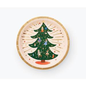 RIFLE PAPER CO. Nutcracker Large Plates, Set of 10 Paper Plates, Printed in Full Color and Gold Foil Stamped, Festive Floral Design Perfect for Holiday Events And Gatherings