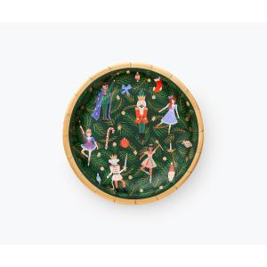 RIFLE PAPER CO. Nutcracker Small Plates, Set of 10 Paper Plates, Printed in Full Color and Gold Foil Stamped, Festive Floral Design Perfect for Holiday Events And Gatherings