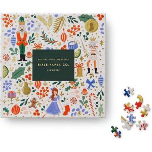 RIFLE PAPER CO. Nutcracker Sweets Illustrated Jigsaw Puzzle, 500 Pieces, Full Color, Finished Puzzle Size 21″ L x 15″ W, Paper Wrapped Gift Box with Gold Foil Accents, Enjoy Holiday Cheer