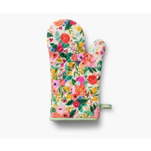 RIFLE PAPER CO. Oven Mitt | 100% Cotton Heat Resistant Oven Glove Pot Holders | Protects from Temperatures Up to 450° Fahrenheit | Diamond Quilted 12″ L x 7″ W | Garden Party