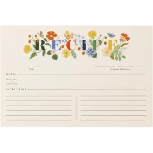 RIFLE PAPER CO. Pack of 12 Mayfair Recipe Card – Set of 12 Natural White Lined Double-Sided Cards, Color Printed and Metallic Gold Foil Stamped, 4″ L x 6″ W, Jot Down Ingredients and Instructions(Mayfair)