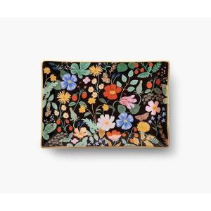 RIFLE PAPER CO. Peacock Catchall Tray, Keep Valuables Secure, Protect Small Items, Minimize Loss, Organize Desk, Keep Your Items in Sight, Cute and Fashionable(Strawberry Fields)