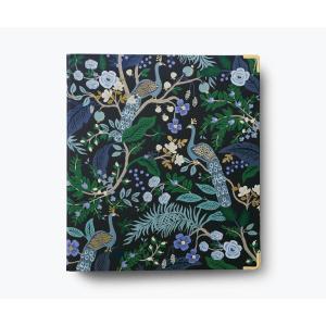 RIFLE PAPER CO. Peacock Classic Binder – 1″ Three-Ring Binder with Soft Touch Illustrated Deep Blue Cover, Holds 175 Pages, 3 Tabbed Dividers and 6 Adhesive Labels, Reinforced Metal Corners(Peacock)