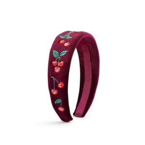 RIFLE PAPER CO. Roses Embroidered Knotted Fabric Headband | Embroidered Embellishments, Top Off Your Outfit. Covered Plastic Band Durable for Everyday Use (Gift for Mom, Teen, Girl)(Cherries)