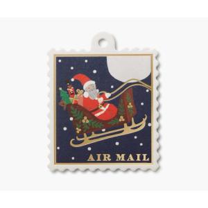 RIFLE PAPER CO. Santa Airmail Themed Stocking Gift Tags | Metallic Gold Foil Stamped – Pack of 8 | Make Your Holiday Gifts Stand Out in a Crowd This Season