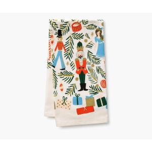 RIFLE PAPER CO. Signs of The Season Embroidered Tea Towel, Introduce Holiday Spirit into Your Kitchen with Vibrant Screen Printed Festive Towels, Added Loop, Made from Cotton(Christmas Tree)