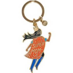 RIFLE PAPER CO. Soaring Super Mom Enamel Keychain Charm, 1″ Key Ring Printed in Full Color with a Polished, Glossy Finish, (Mother’s Day Gift), Show Mom’s She Super (2.4″ L x 1.75″ W)