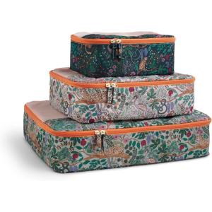 RIFLE PAPER CO. Soft Sided Packing Cubes Set of 3. Includes Small, Medium, Large and a Laundry Bag, Travel Must Have Accessory, Stylized Pattern, Safari(Safari)