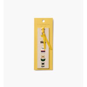 RIFLE PAPER CO. Studious Cats Bookmark 6″ L x 1.75″ W, Saffiano PU with a Grosgrain Ribbon, Metallic Gold Foil Logo, Perfect for Book Lovers, Writers, & Readers
