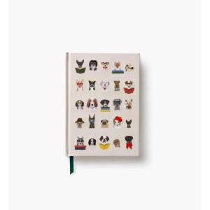 RIFLE PAPER CO. Studious Dogs Embroidered Journal 240 Lined Pages, 8″ L x 5.75″ W, Cloth Cover with Metallic Thread Embroidery, Includes Grosgrain Ribbon Bookmark