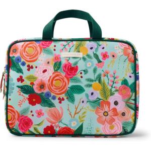 RIFLE PAPER CO. Travel Cosmetic Case, Unit Includes Pockets for storage, Simply Wipe to Easily Clean, Unique Travel Accessory, Stylized Pattern, Safari(Garden Party)