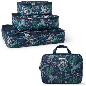 Rifle Paper Co. Peacock Packing Cubes and Cosmetic Case Bundle
